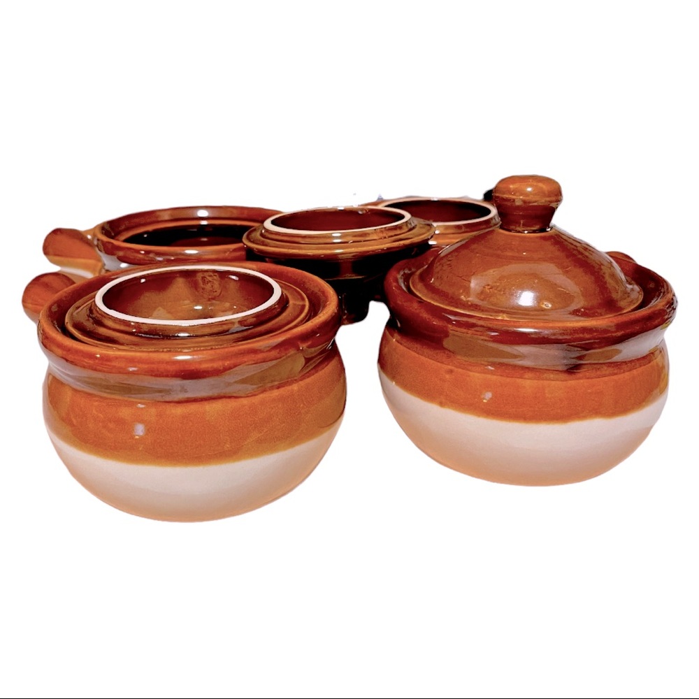 Vintage French Onion Soup Bowls w lids - Set of 4 EUC